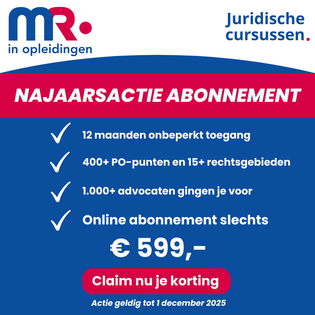MR. in opleidingen – najaarsactie 20% korting